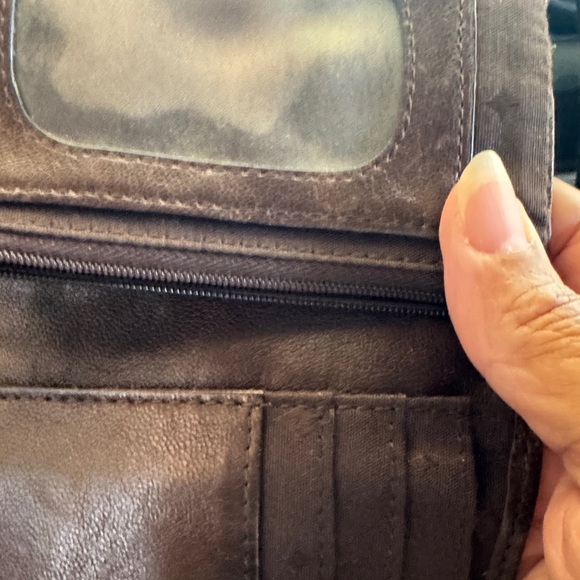 Fossil Dark Brown Leather Pouch with Gold Plate - Picture 7 of 7